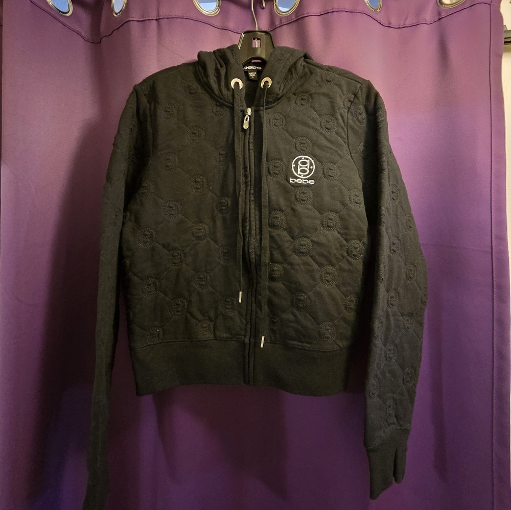 Bebe y2k Black Hooded Zip Up Jacket